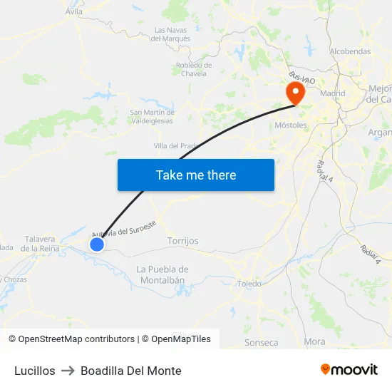 Lucillos to Boadilla Del Monte map
