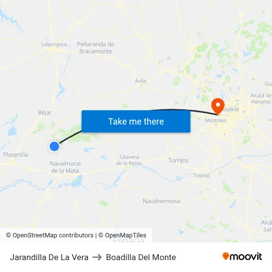 Jarandilla De La Vera to Boadilla Del Monte map