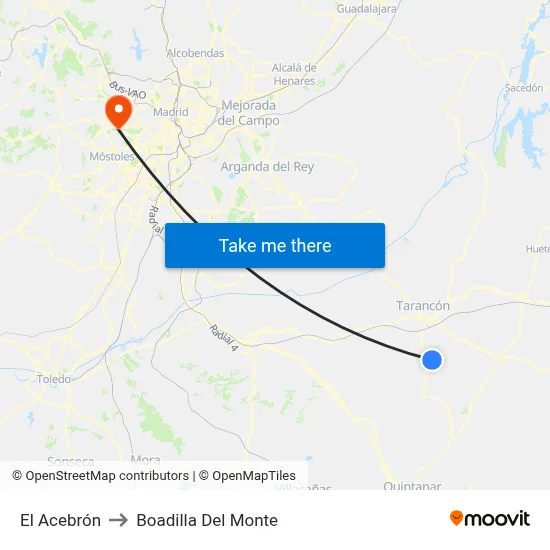 El Acebrón to Boadilla Del Monte map