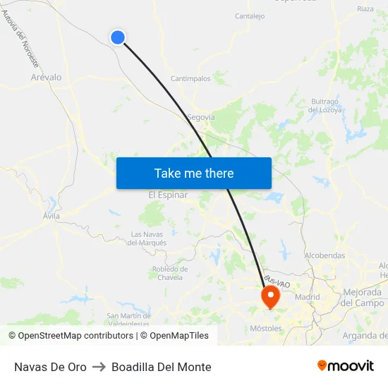 Navas De Oro to Boadilla Del Monte map