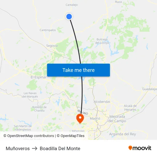 Muñoveros to Boadilla Del Monte map
