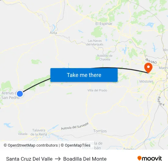 Santa Cruz Del Valle to Boadilla Del Monte map