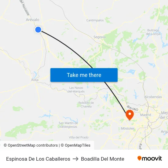 Espinosa De Los Caballeros to Boadilla Del Monte map