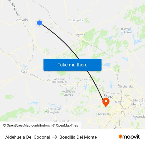 Aldehuela Del Codonal to Boadilla Del Monte map