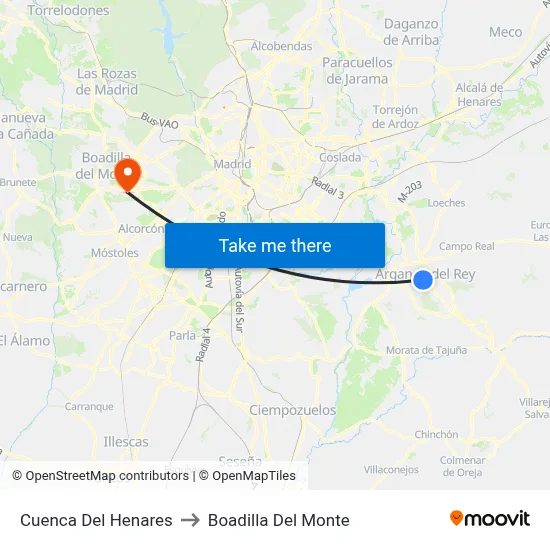 Cuenca Del Henares to Boadilla Del Monte map