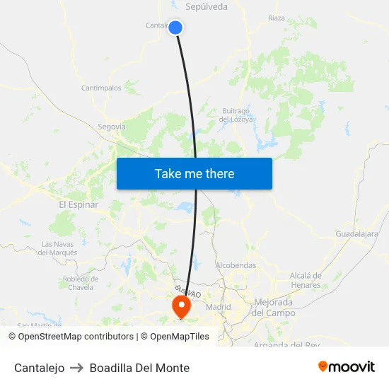 Cantalejo to Boadilla Del Monte map