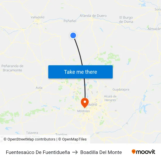 Fuentesaúco De Fuentidueña to Boadilla Del Monte map