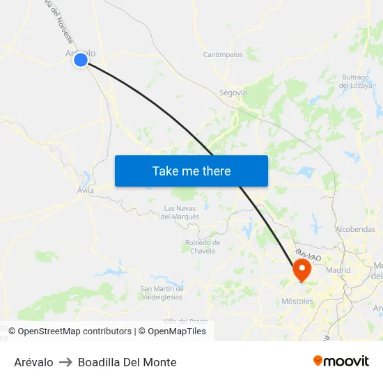 Arévalo to Boadilla Del Monte map