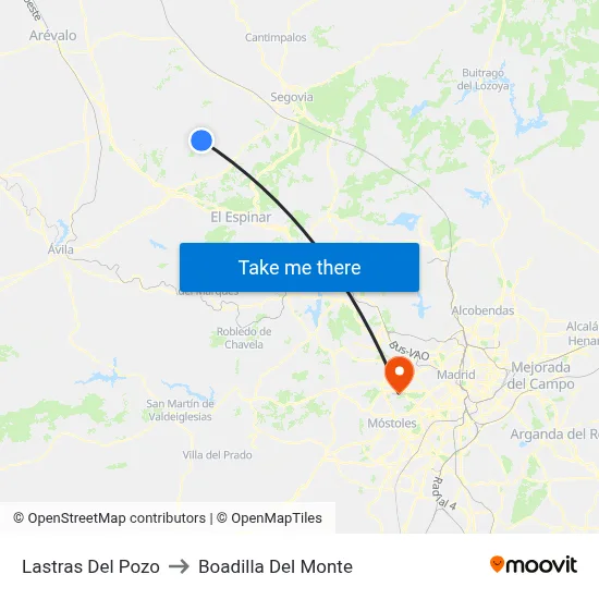 Lastras Del Pozo to Boadilla Del Monte map