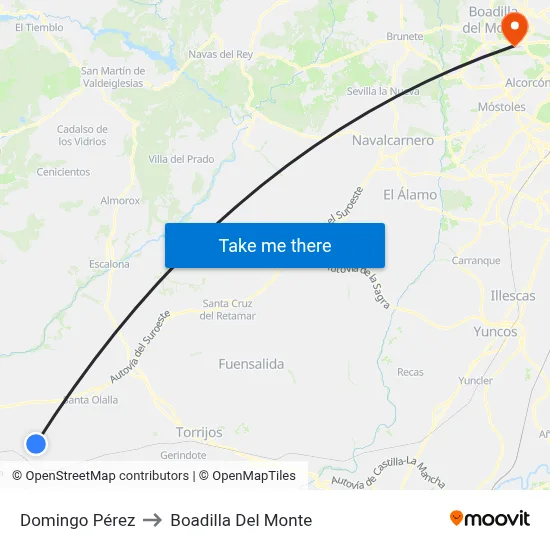 Domingo Pérez to Boadilla Del Monte map