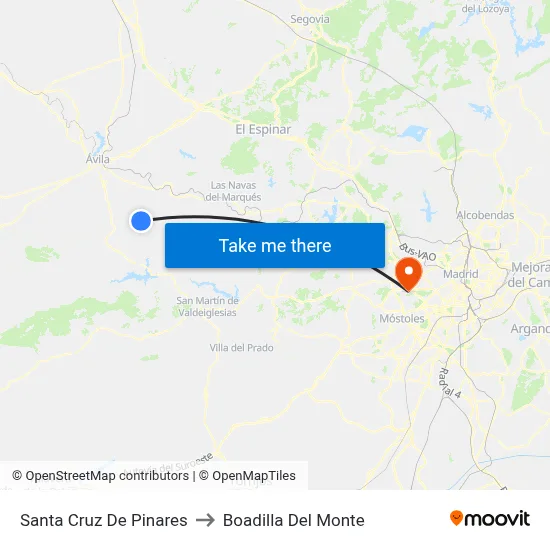 Santa Cruz De Pinares to Boadilla Del Monte map