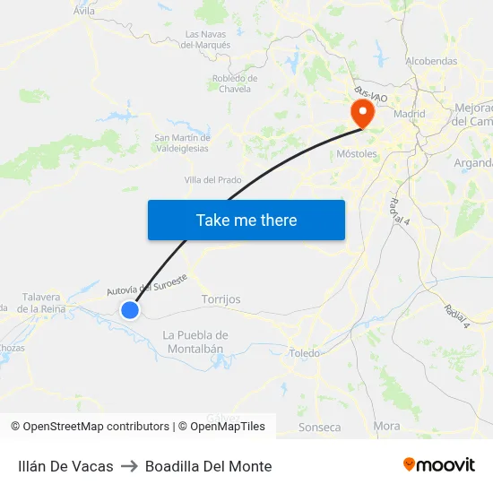 Illán De Vacas to Boadilla Del Monte map