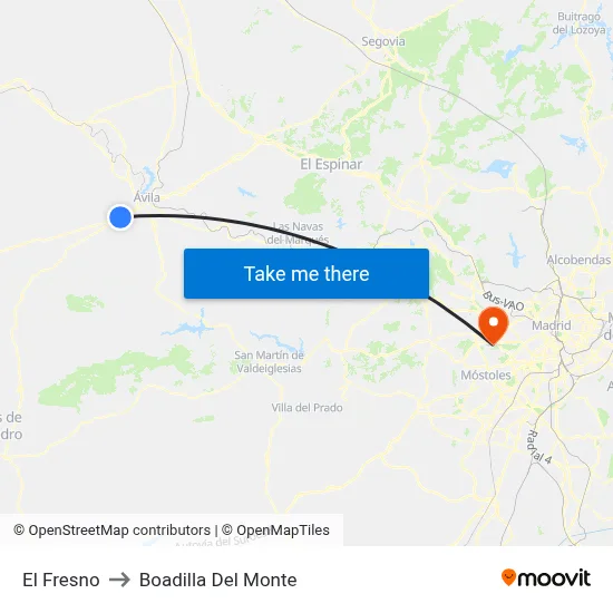 El Fresno to Boadilla Del Monte map