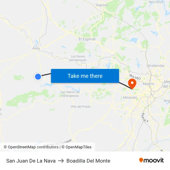 San Juan De La Nava to Boadilla Del Monte map