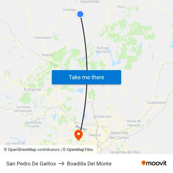 San Pedro De Gaíllos to Boadilla Del Monte map