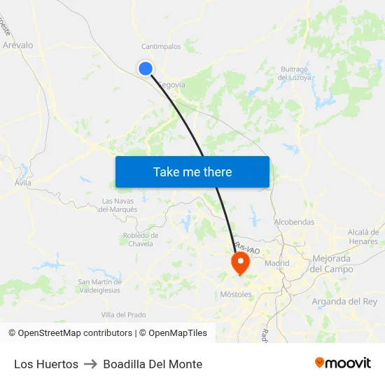 Los Huertos to Boadilla Del Monte map
