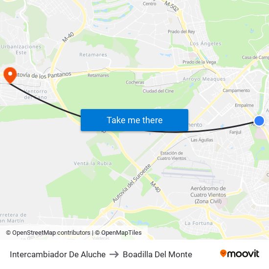 Intercambiador De Aluche to Boadilla Del Monte map