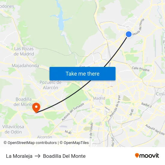 La Moraleja to Boadilla Del Monte map