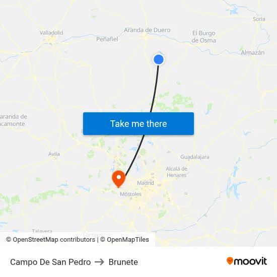 Campo De San Pedro to Brunete map