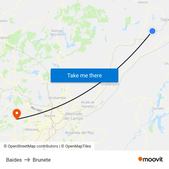 Baides to Brunete map