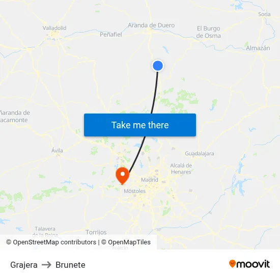Grajera to Brunete map