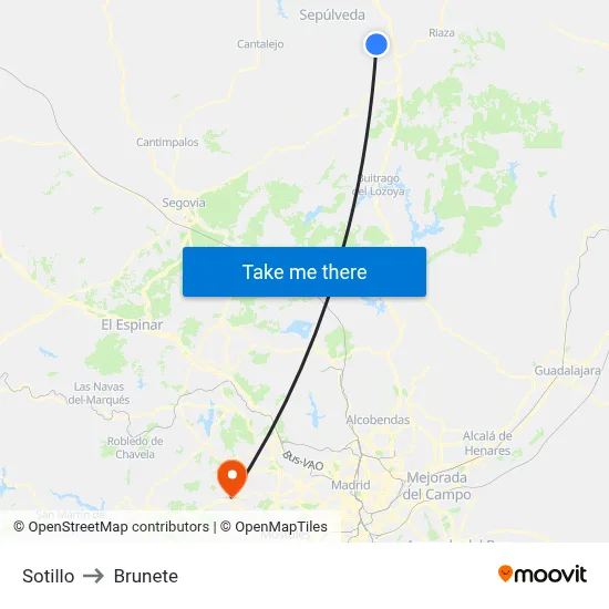Sotillo to Brunete map