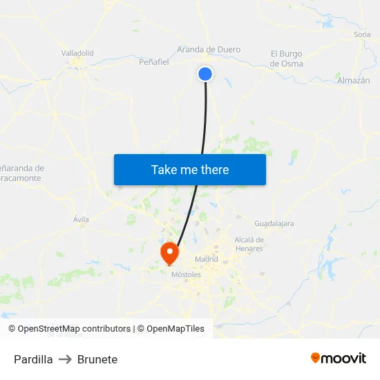 Pardilla to Brunete map