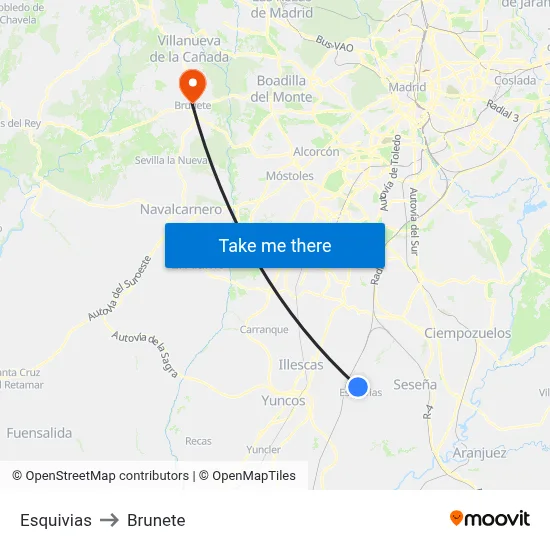 Esquivias to Brunete map