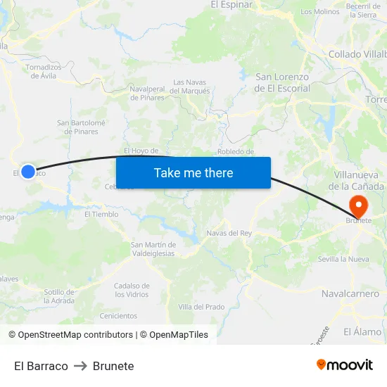 El Barraco to Brunete map