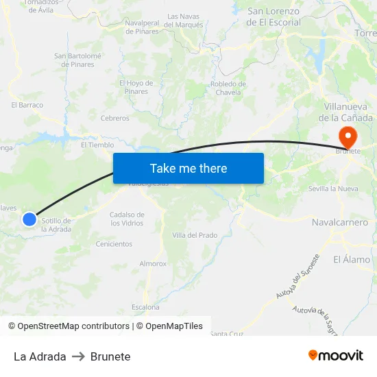 La Adrada to Brunete map