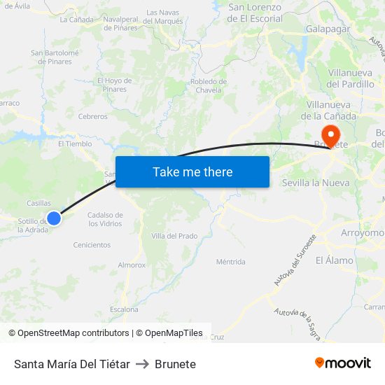 Santa María Del Tiétar to Brunete map