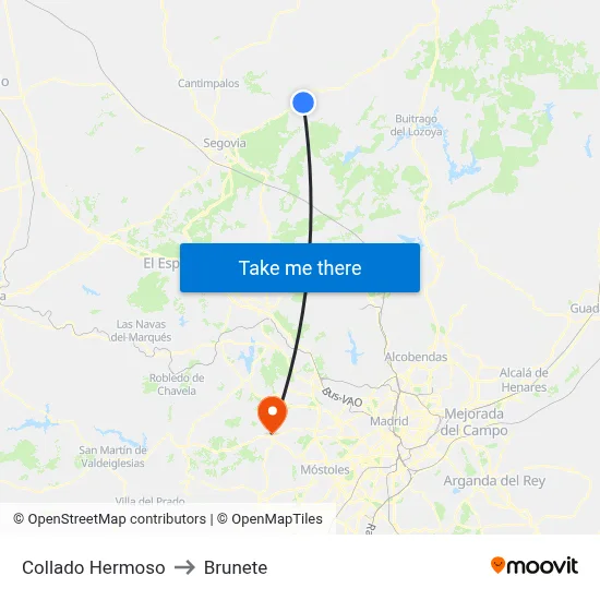 Collado Hermoso to Brunete map