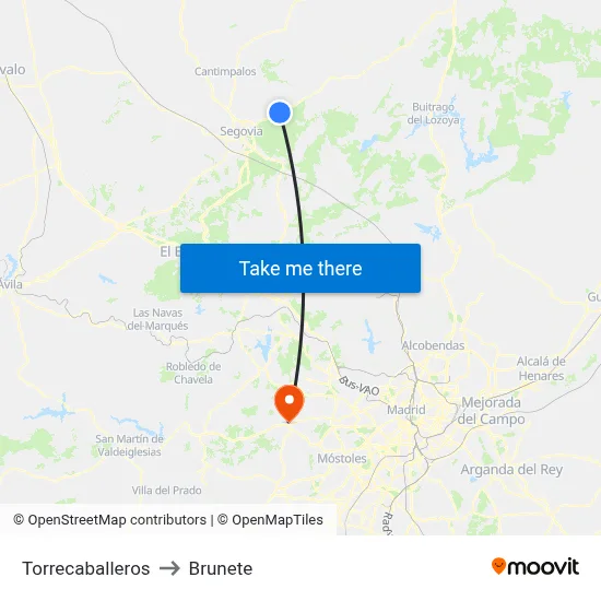 Torrecaballeros to Brunete map
