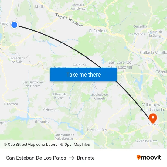 San Esteban De Los Patos to Brunete map