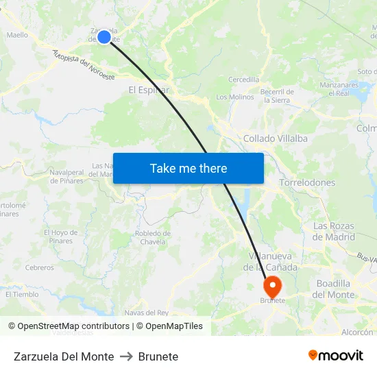 Zarzuela Del Monte to Brunete map