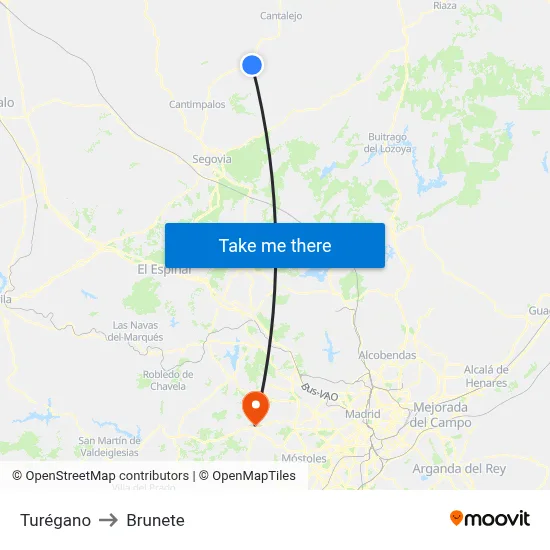 Turégano to Brunete map