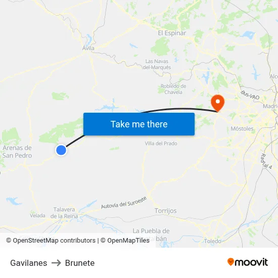 Gavilanes to Brunete map