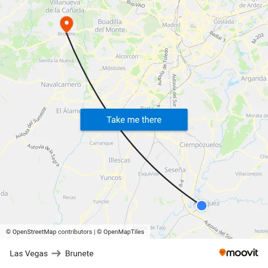 Las Vegas to Brunete map
