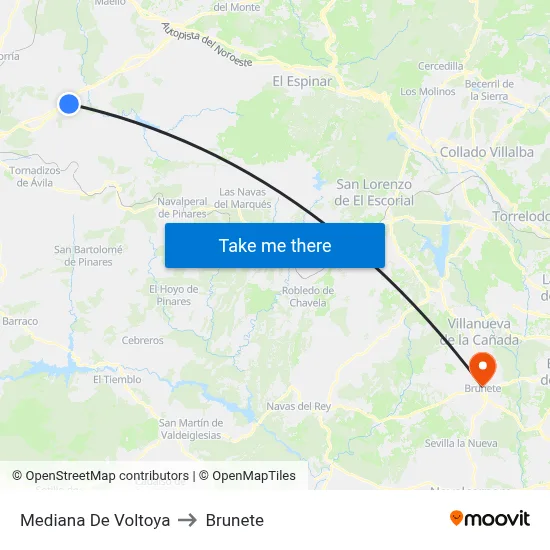 Mediana De Voltoya to Brunete map