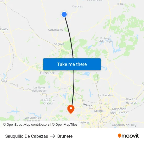 Sauquillo De Cabezas to Brunete map