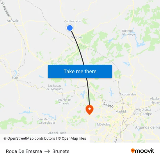 Roda De Eresma to Brunete map