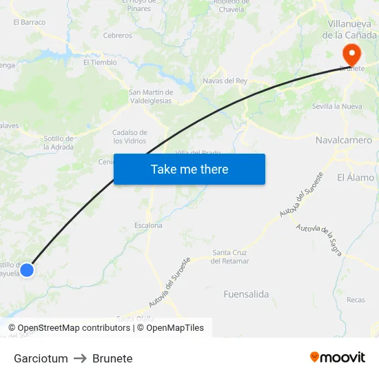 Garciotum to Brunete map