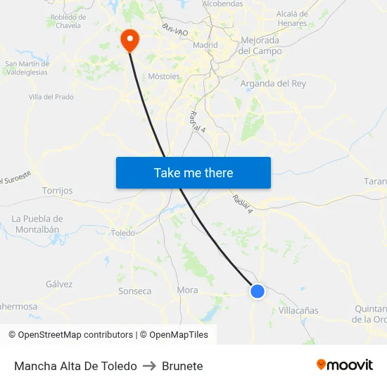 Mancha Alta De Toledo to Brunete map
