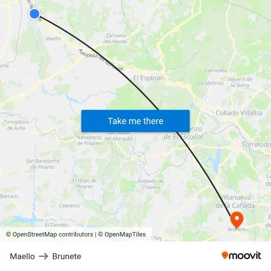 Maello to Brunete map