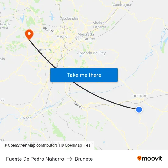 Fuente De Pedro Naharro to Brunete map