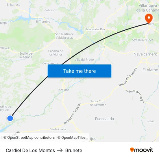Cardiel De Los Montes to Brunete map