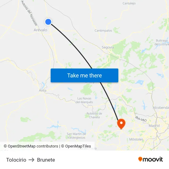 Tolocirio to Brunete map