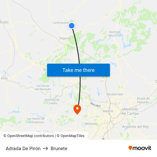 Adrada De Pirón to Brunete map