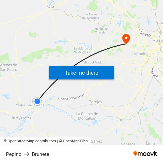 Pepino to Brunete map