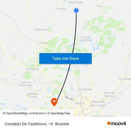 Condado De Castilnovo to Brunete map